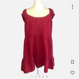 NWT Red cotton Old Navy dress with ruffle sleeves and pockets Size XXL